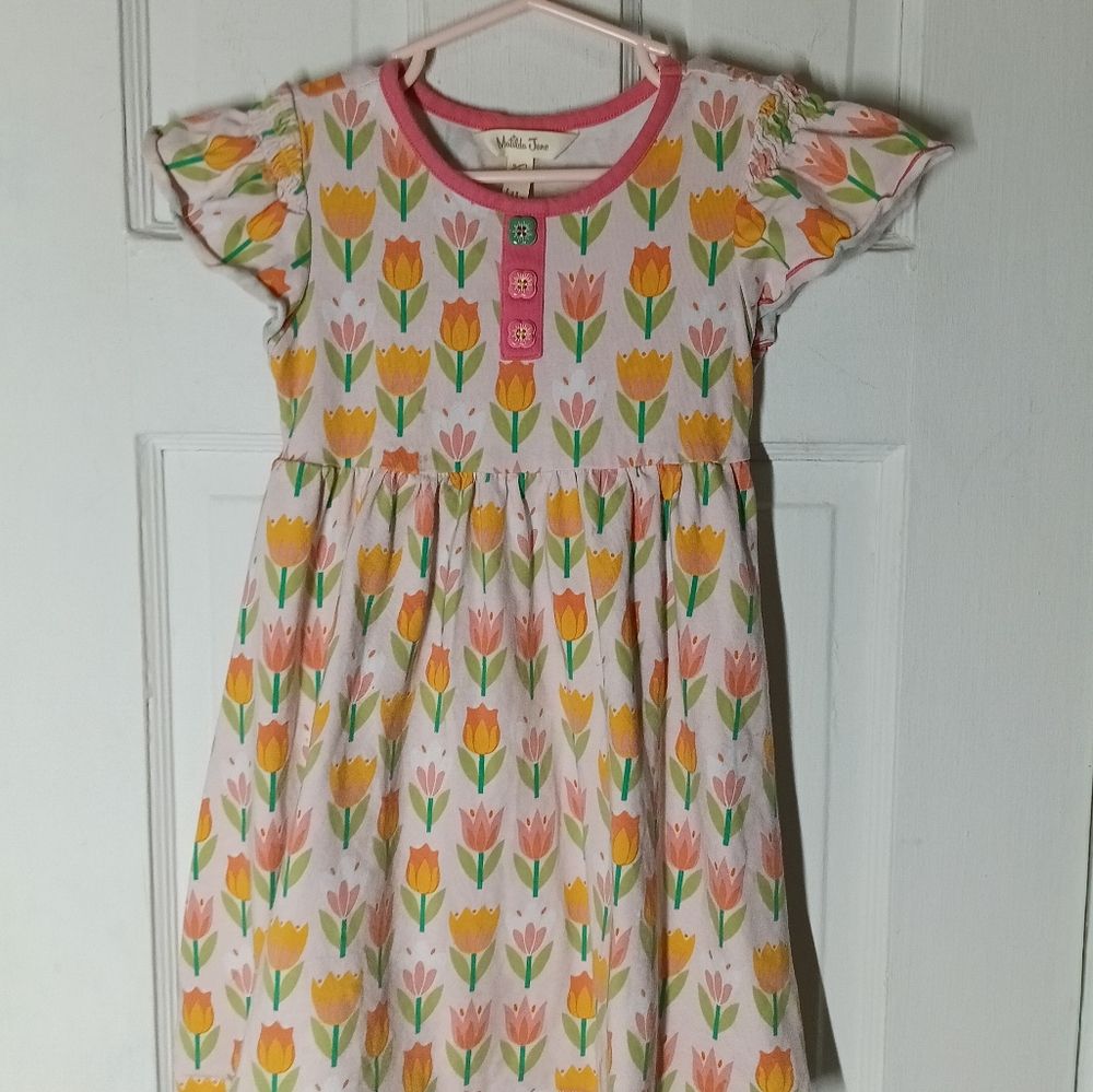 Matilda Jane Pink and White Floral Tulip Toddler Dress 4
